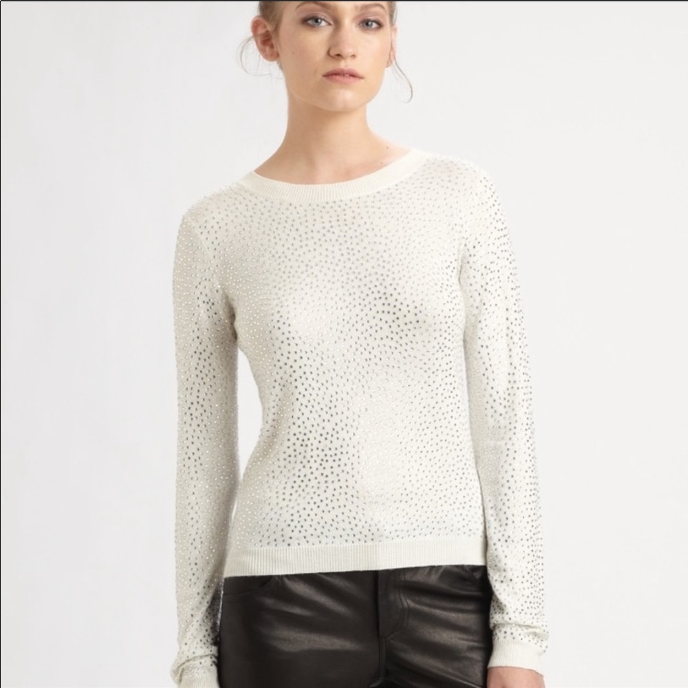 Alice + Oliva Cena Rhinestone white sweater BB1034